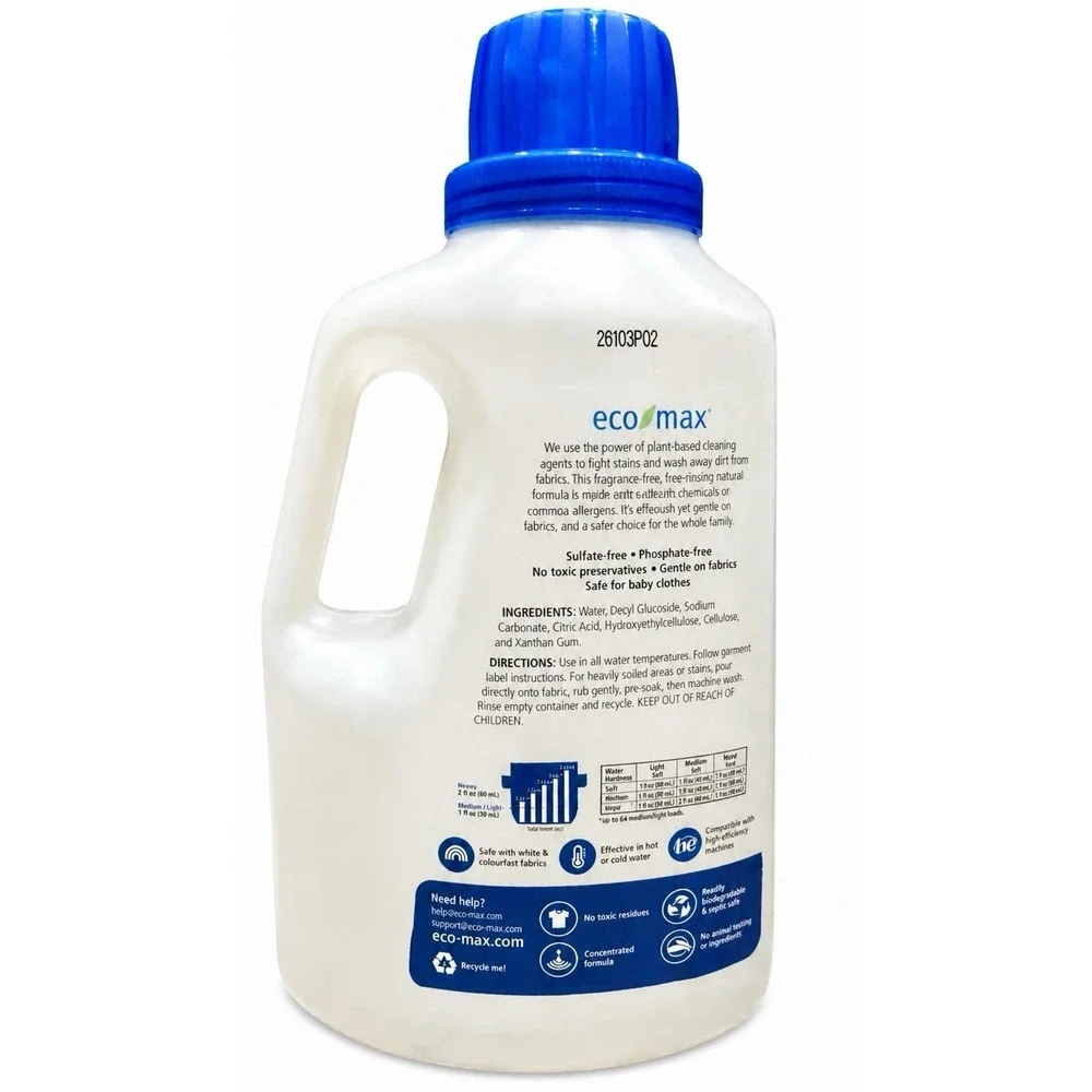 Eco Max Laundry Liquid Fragrance-Free 64 Fluid ounces 1 Bottle